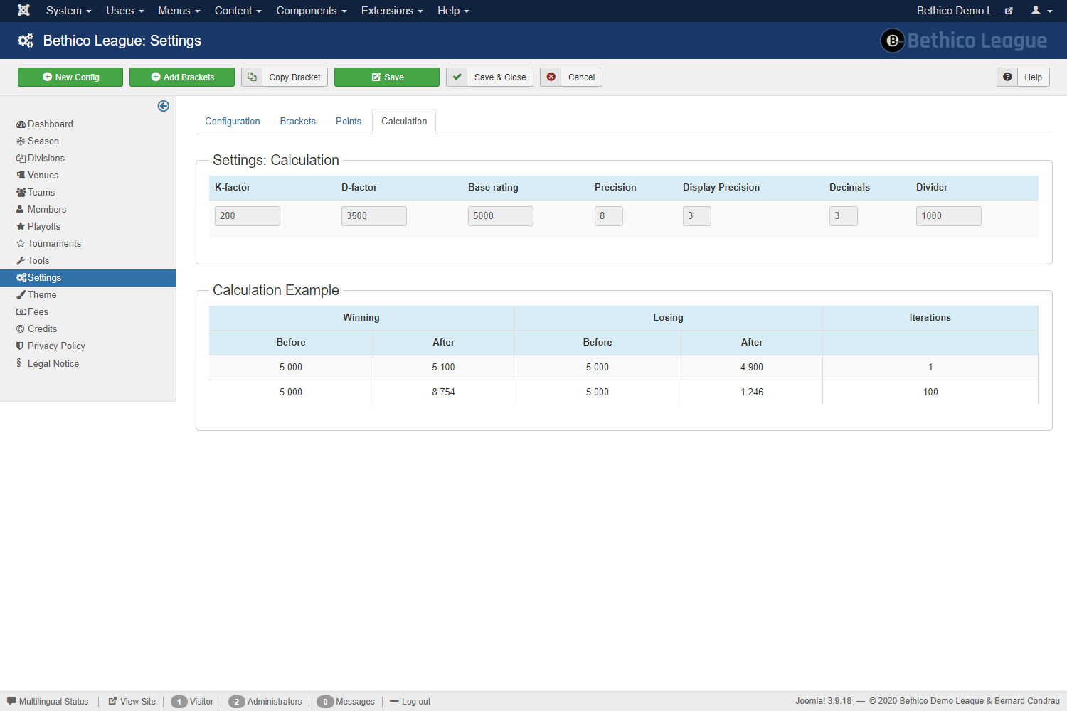 Calculation Settings